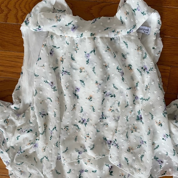 The Fashion Poet‎ Clip Dot Cold Shoulder Ruffle Long Sleeve Dress white size 8 - Picture 8 of 13